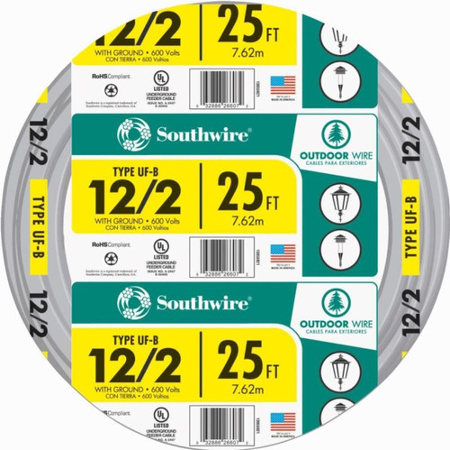 Romex SIMpull 12/2UF-W/GX25 Building Wire - 25ft  600V Copper
