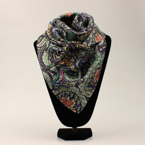 M&F Vibrant Floral & Scrolling Silk Wild Rag