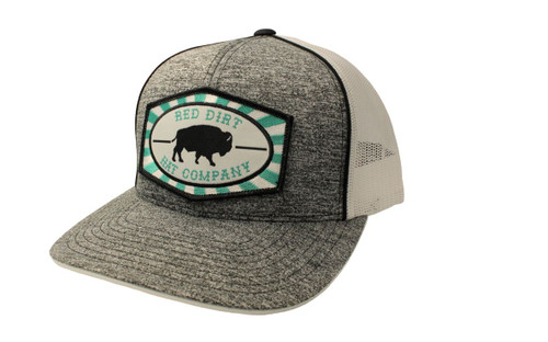 Red Dirt Hat Company Heather Grey w/Teal & White Buffalo Tag