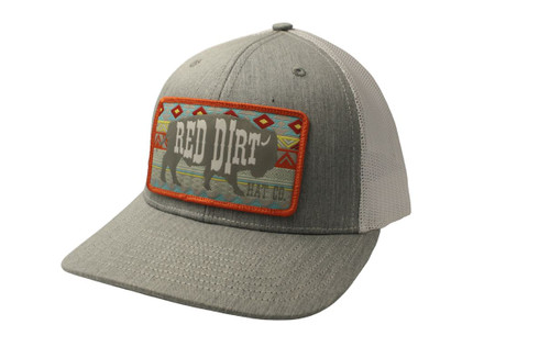 Red Dirt Hat Company Heather Grey w/Aztec Buffalo Tag