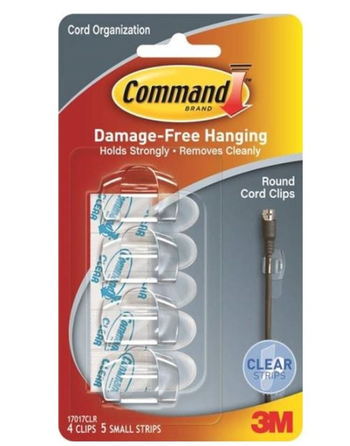 3M - Command 17017CLR Round Cord Clip, Plastic - Clear