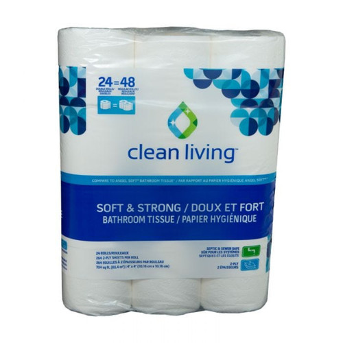 Clean Living Double Roll Toilet Paper- 12 Count