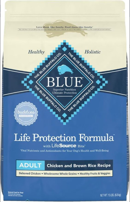 Blue Buffalo Life Protection Formula Natural Adult Dry Dog Food, Chicken and Brown Rice Recipe - 15 lb Bag