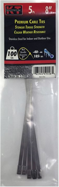 KT Industries 7.9" Stainless Steel Cable Ties, Narrow - (5 Pack)