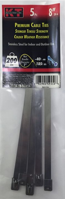 KT Industries 7.9" Stainless Steel Cable Ties, Wide - (5 Pack)