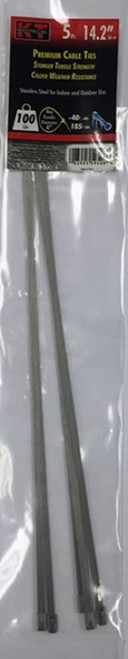 KT Industries 14.2" Stainless Steel Cable Ties, Narrow - (5 Pack)