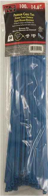 KT Industries 14.6" standard Duty Cable Ties, Blue - (100 Pack)