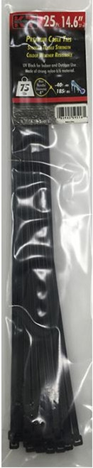 KT Industries 14.6" Standard Duty Cable Ties (Black) - 25 Pack