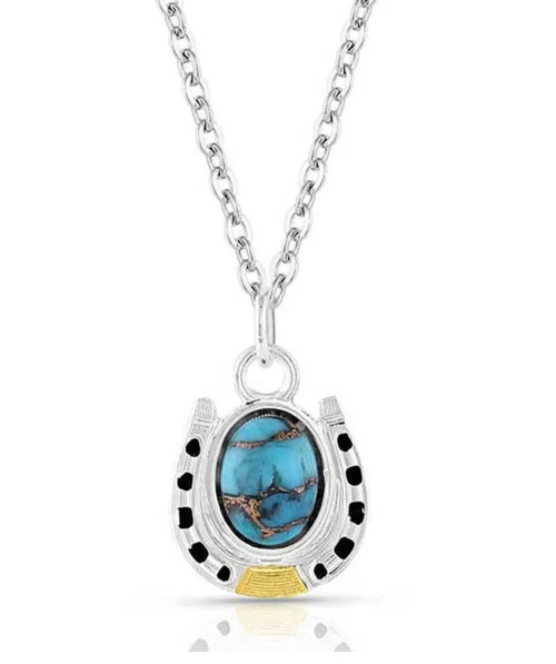 Montana Silversmiths Set In Stone Gold & Turquoise Small Pendant Necklace