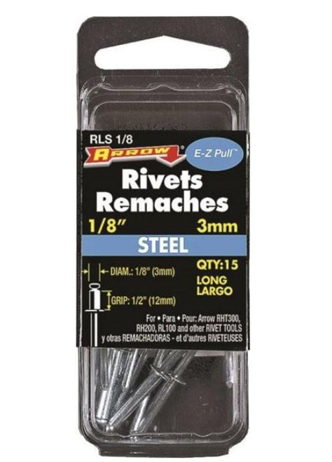 Arrow 1/8" Steel Long Pop Rivet - 15 Pack