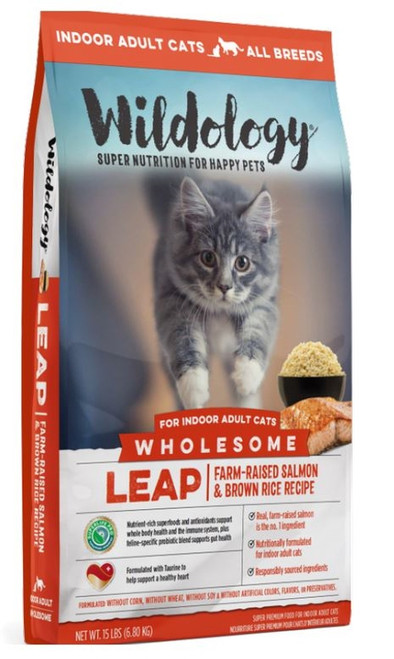Wildology LEAP Farm-Raised Salmon & Brown Rice Adult Indoor Cat - 15 lbs