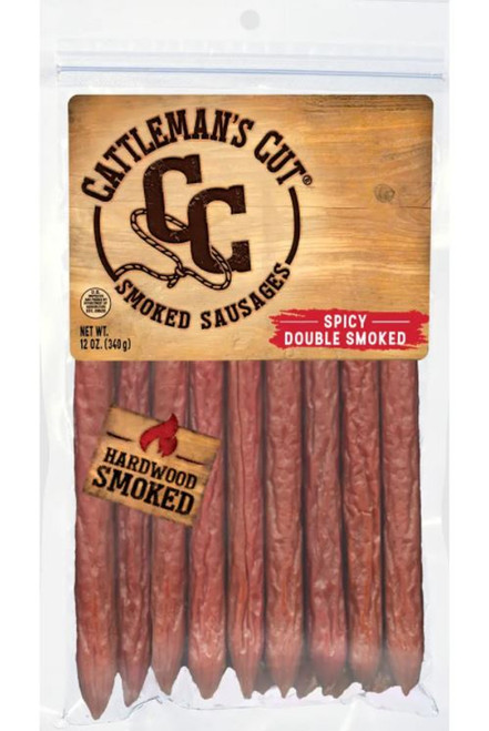 Cattlemans Cut Spicy Double Smoked Sticks- 12oz Bag
