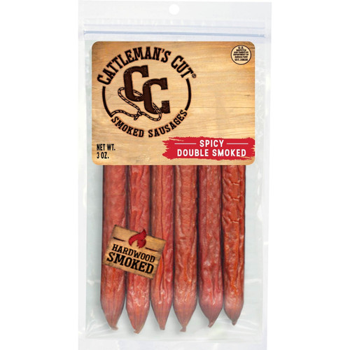 Cattlemans Cut Spicy Double Smoked Sticks- 3oz Bag