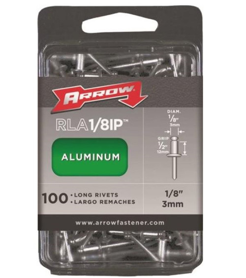 Arrow 1/8" x 4" Aluminum Long Poop Rivet - 100 Pack