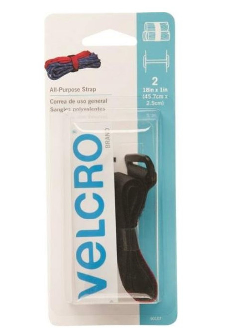 Velcro Sticky Back #90107 Heavy Duty Cinch Strap - 18 In L X 1 In W - Black