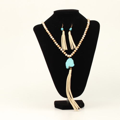 Blazin Roxx Turquoise Pendant w/Fringe Jewelry Set