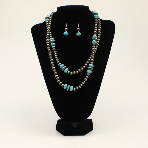 Blazin Roxx Silver & Turquoise Beaded Jewelry Set