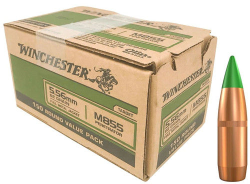 Winchester 5.56 62gr M855 FMJ Penetrator - 150 Rounds