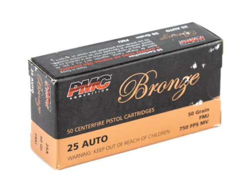 PMC Bronze 25ACP 50Gr FMJ- 50 Rounds