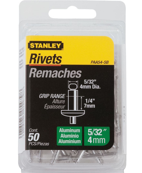 Stanley 5/32" x 1 3/4" Aluminum Reusable Pop Rivets - 50 Pack