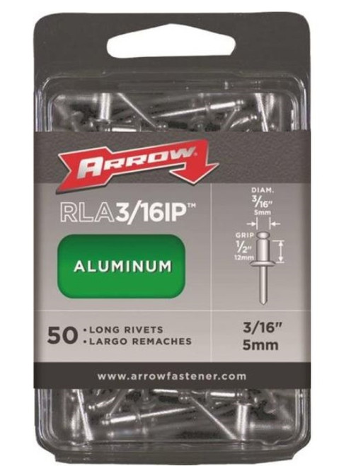 Arrow 3/16" x 1/2" Long Aluminum Rivet - 50 Pack