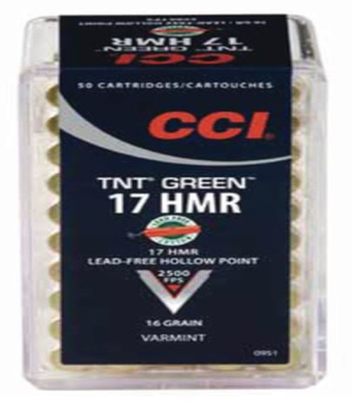 CCI TNT Green .17HMR 16 Grain 2500 FPS Lead Free Hollow Point