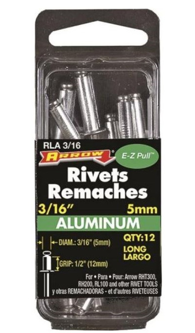 Arrow 3/16"  Aluminum Long Blind Rivet - 12 Pack
