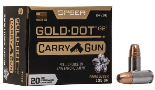 Speer Gold Dot 9mm Luger 135Gr HP- 20 Rounds