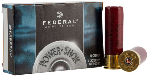 Federal Premium 12 Gauge Power-Shok Buckshot 9 Pellet Ammo