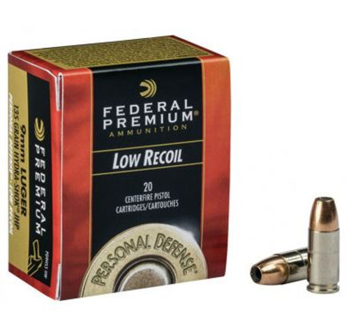 Federal Premium Personal Defense HydraShok Low Recoil 9MM Luger 135GR-Jacketed Hollow Point