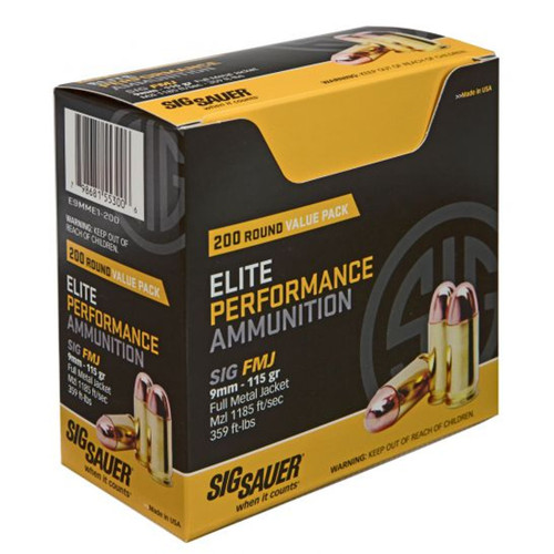 Sig Sauer Elite 9mm Luger 115Gr FMJ Ammo