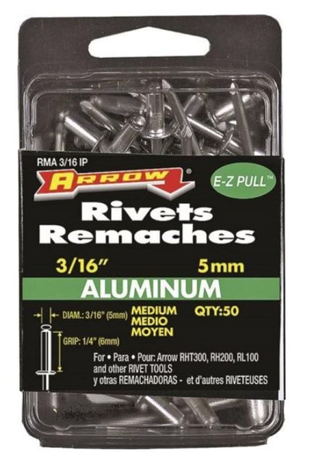 Arrow 3/16" x 4" Aluminum Medium Pop Rivet - 50 Pack