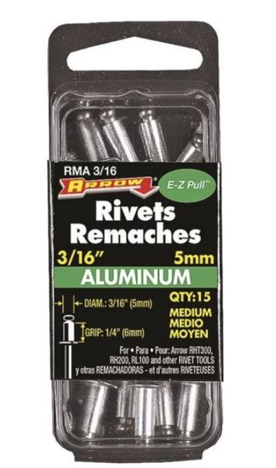 Arrow 3/16" Aluminum Medium Blind Rivet - 15 Pack