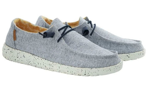 Hey Dude Womens Wendy Linen Chambray White Blue Casual Shoes