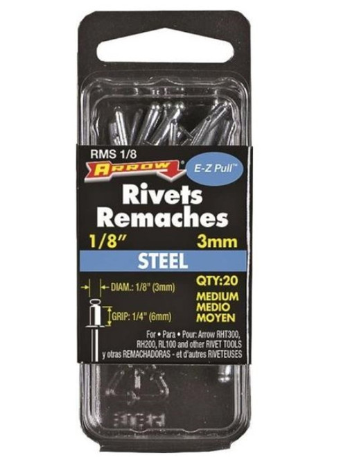 Arrow 1/8" Steel Medium Pop Rivet - 20 Pack