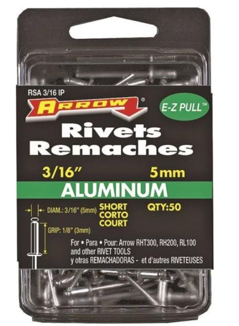 Arrow 3/16" x 4" Aluminum Short Pop Rivet - 50 Pack