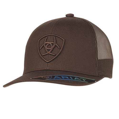 Ariat Mens Brown Embroidered Ariat Shield Cap
