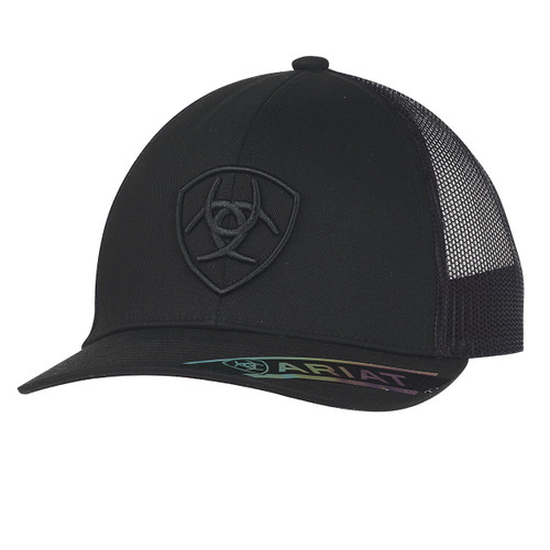 Ariat Mens Black Embroidered Ariat Shield Cap