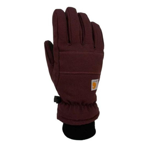 Carhartt Womens Deep Wine Insulated Duck-Synthetic Leather Knit Cuff Glove