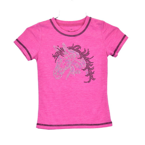 Cowgirl Hardware Toddler Girls Pink Crystal Horse Short Sleeve Tee