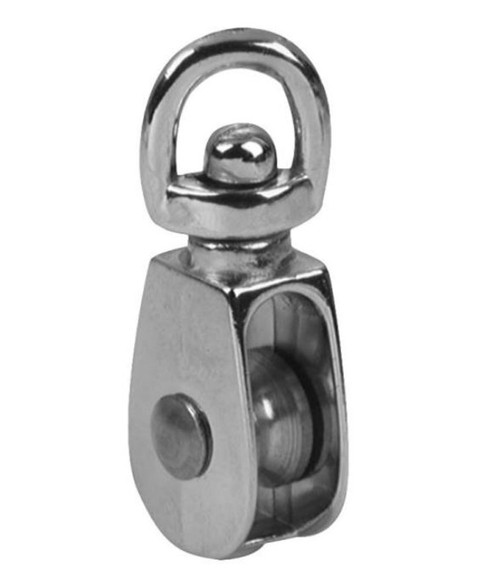 Baron Nickel Plated Single Sheave Swivel Eye Rope Pulley
