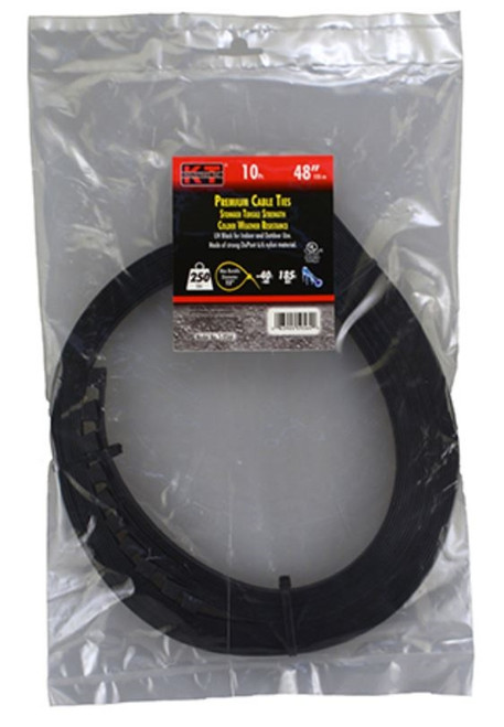 KT Industries 48" Extra Heavy Duty Cable Ties, UV Black - (10 Pack)