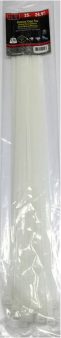 KT Industries 24.9" Extra Heavy Duty Cable Ties, Natural - (25 Pack)