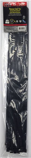 KT Industries 24.9" Extra Heavy Duty Cable Ties, UV Black - (25 Pack)