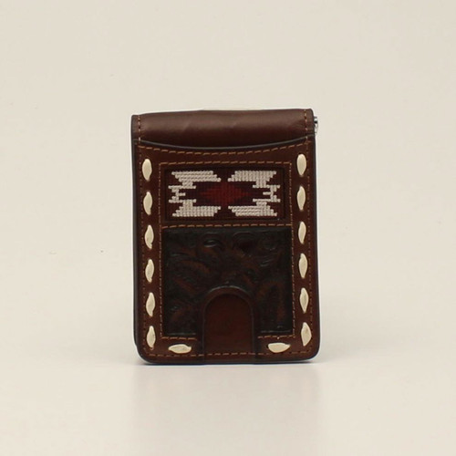 Nocona Southwestern With Ivory Buck Lacing Leather BiFold Wallet