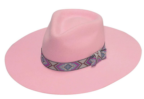 Twister Girls Pink With Aztec Chevron Hatband Wool Hat