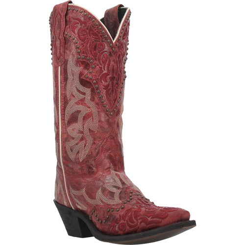 Laredo Womens Red & White Braylynn Snip Toe Boots