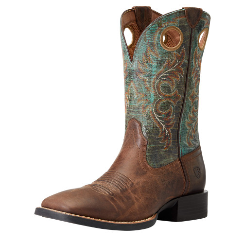 Ariat Mens Brown & Turquoise Sport Square Toe Boots