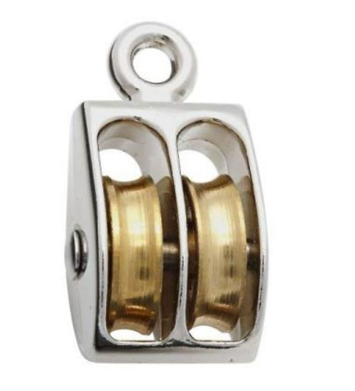 National Hardware 3/4" Double Pulley - Nickel