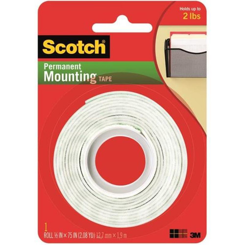 Scotch Heavy Duty Mounting Tape 1/2 In W X 75 In L